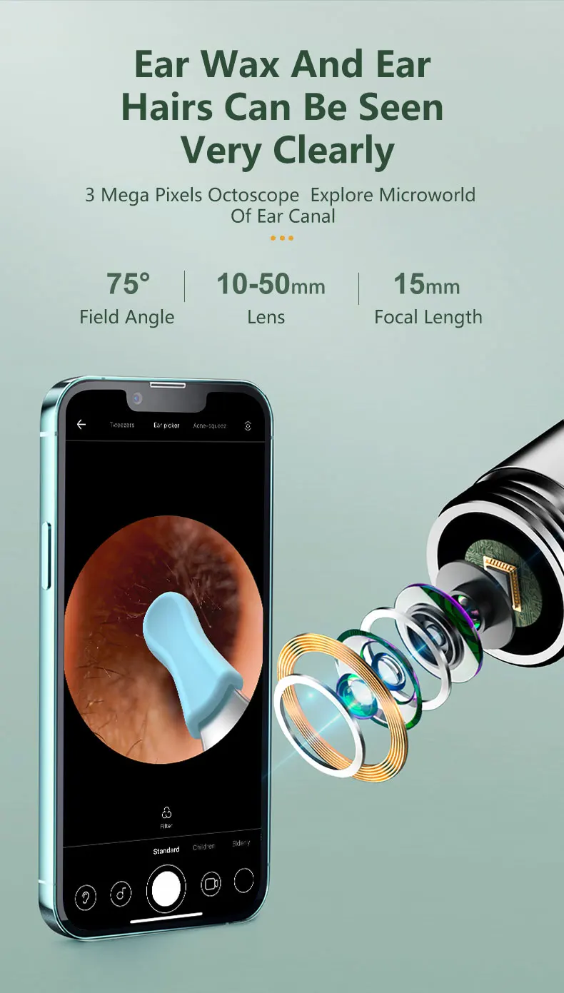 Xlife Original manufacture visual ear cleaner with camera wireless otoscope X1 ear wax removal tool