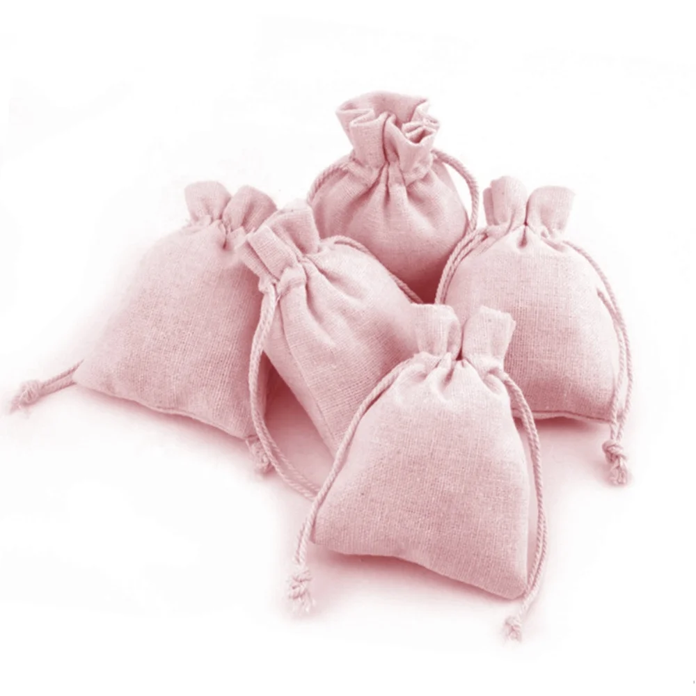 custom rope jewelry packaging pouch linen drawstring bag
