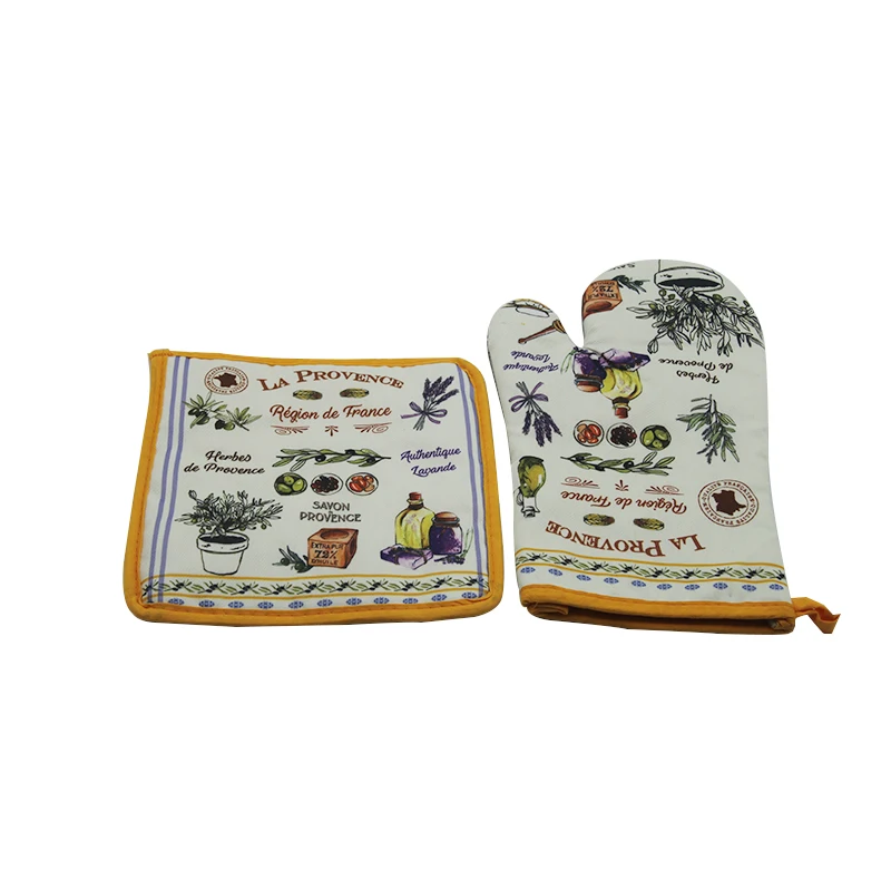  Wholesale 100% cotton printing heat resistant oven mitts and pot