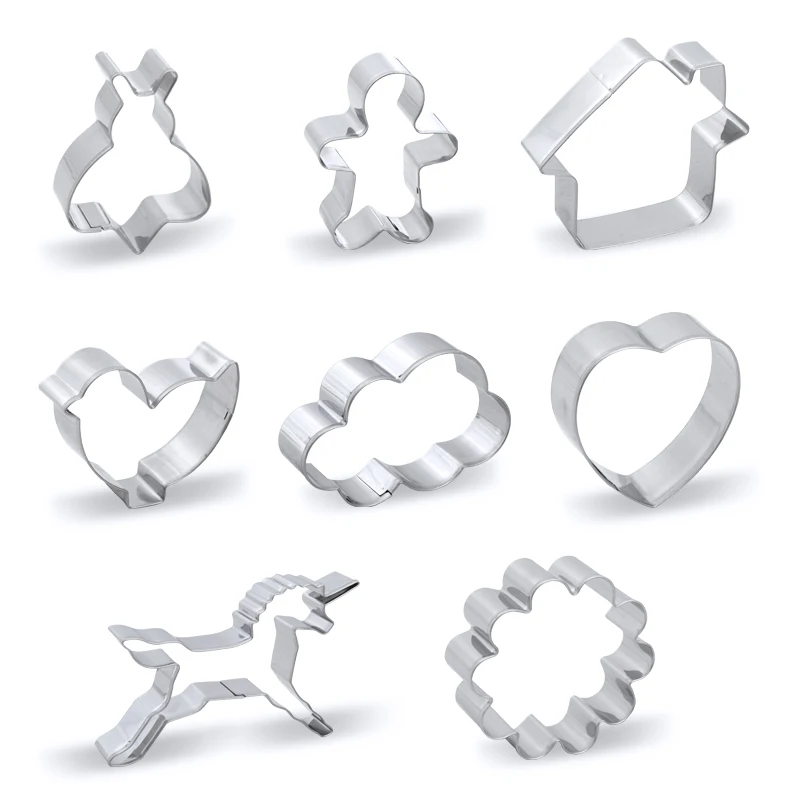 OEM customize low MOQ animal unicorn gingerbread man house variform stainless steel cute cookie mold