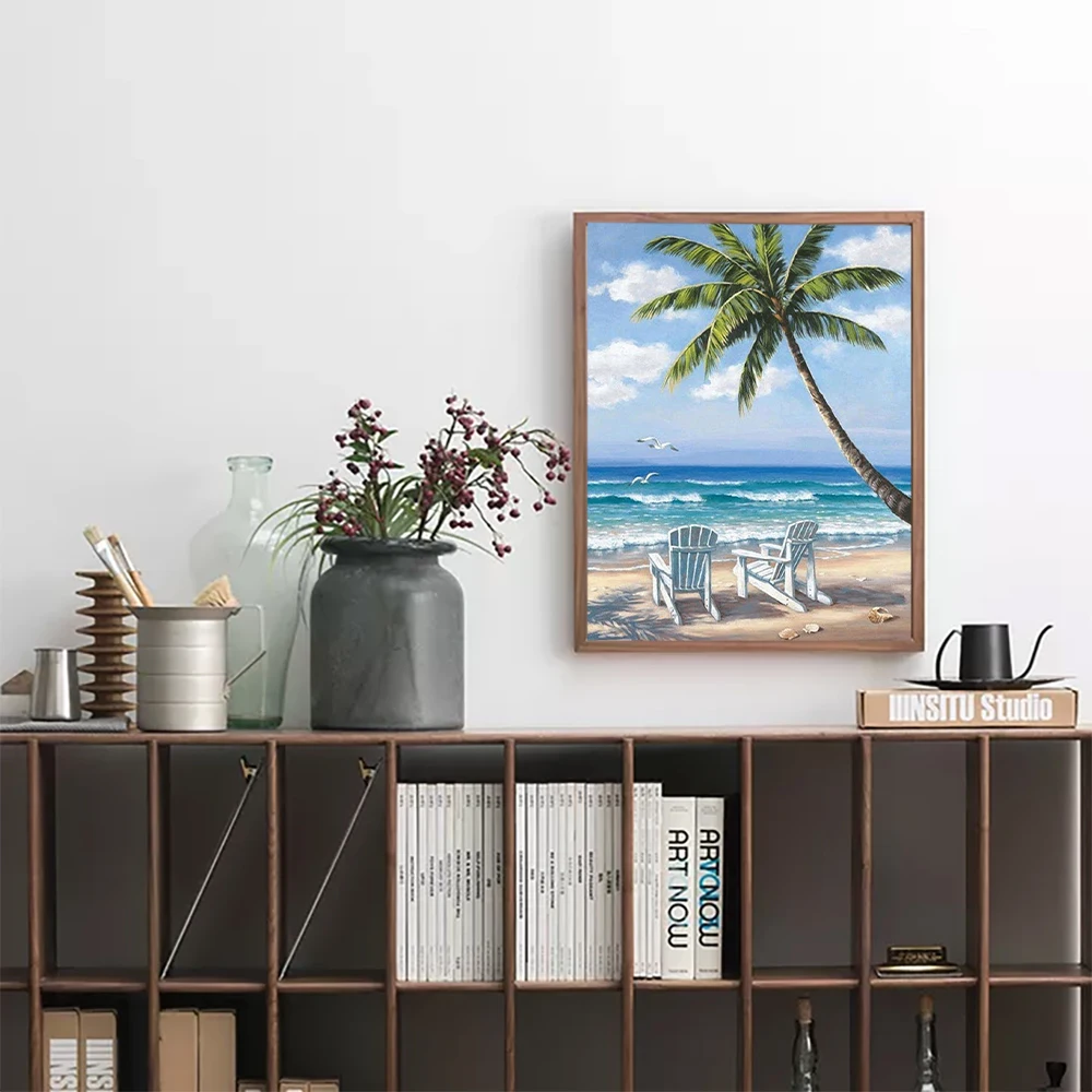 Amazon hot summer beach Seascape Full Drill DIY 5D Diamond Painting for Home Wall Decor