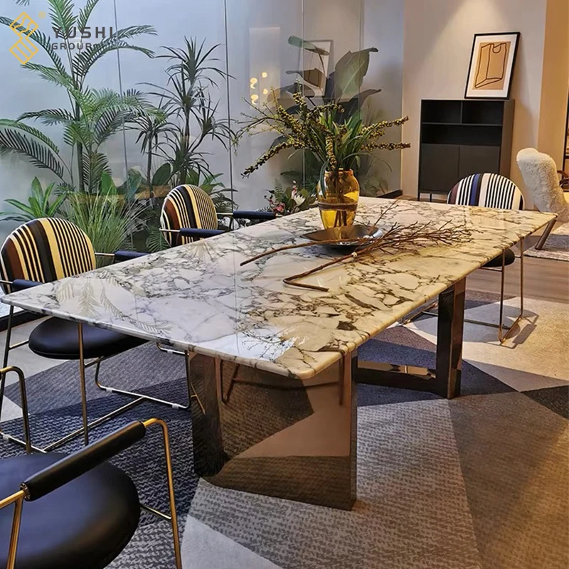 Yushi Group  New Contemporary Furniture Dinning Table Oreo grey Marble Dining Table