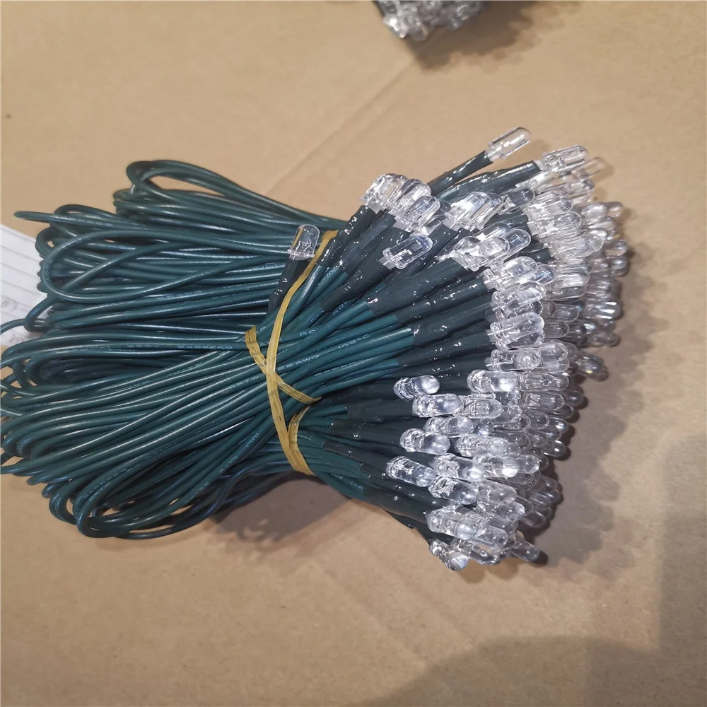 5V 12V 24V 5mm red / white / yellow / green prewired led lamp with 60mm 20cm wires