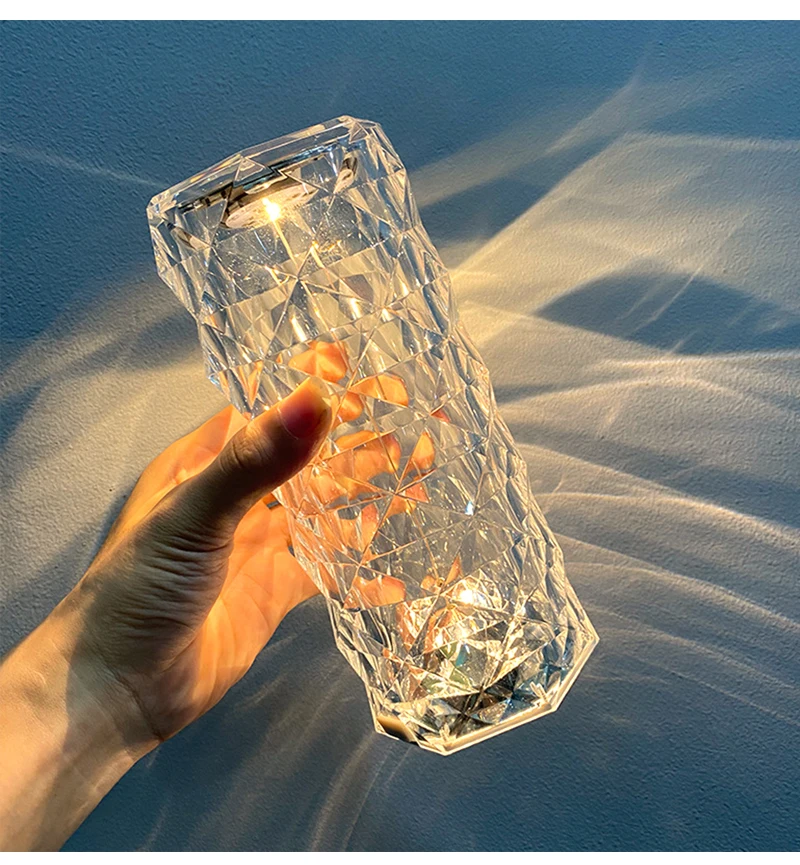 16 Color RGB Remote Control Crystal Rose Lamp Acrylic Crystal Desk Lamp Led Rechargeable Touch Table Lamp Decorative Night Light