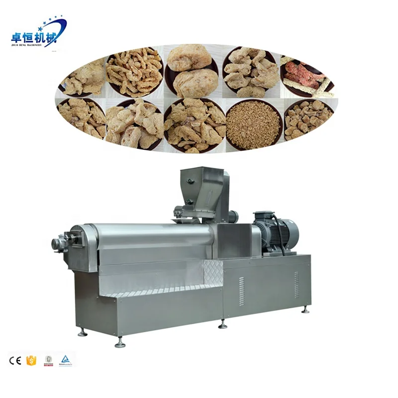 High Efficiency double screw extruder tvp textured vegetarian vegetable soya chunks nugget protein meat making machine