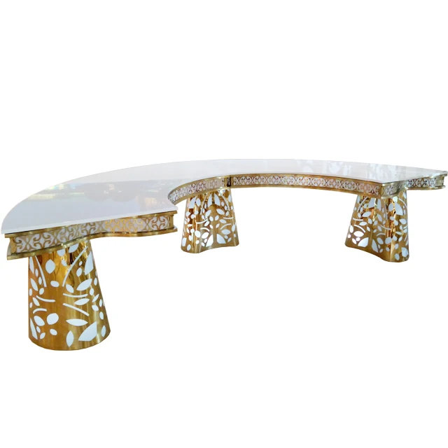 Свадебная мебель, светодиодный стол золотого цвета с полумесяцем для мероприятий