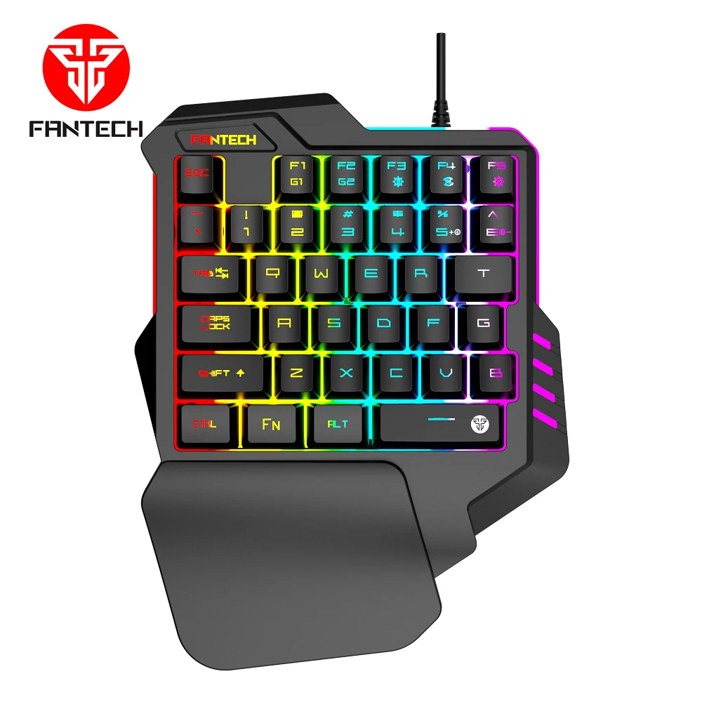 FANTECH New Arrival MINI Single Hand Membrane Gaming Keyboard K512 Double Injection keycaps 35 keys RGB lighting