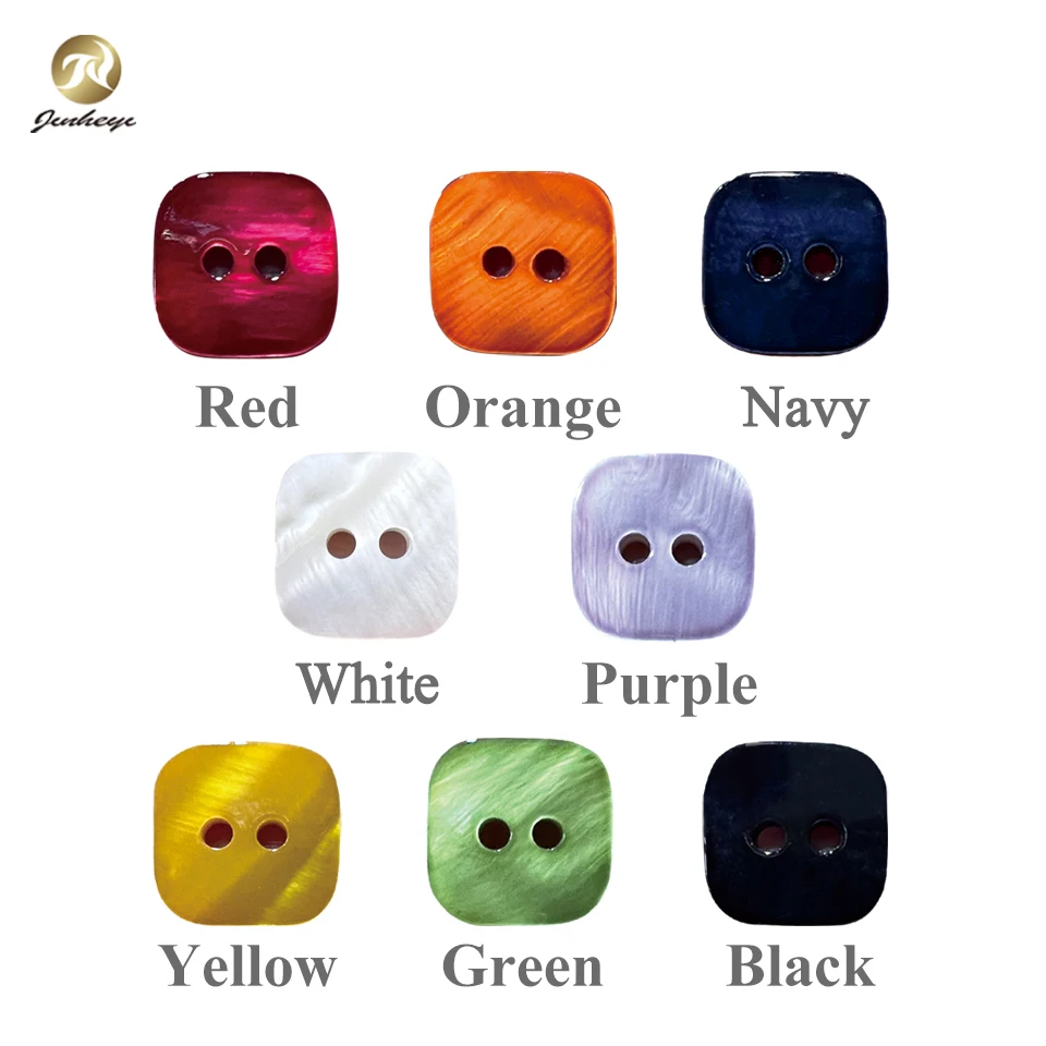 High Quality Custom 2 Hole Natural Square Colorful Shell Buttons River Shells  For Clothing