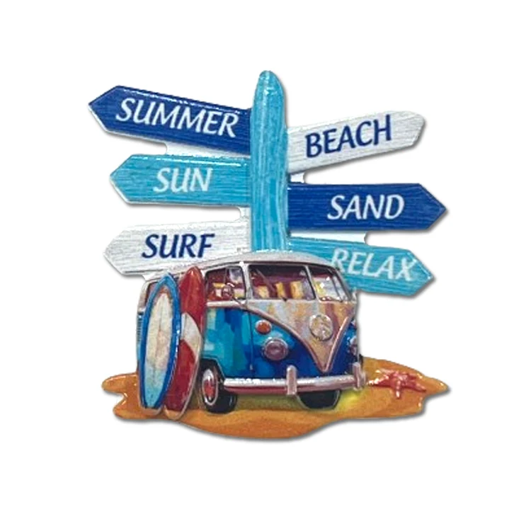 Custom logo printing country city beach souvenir resin 3d fridge magnets