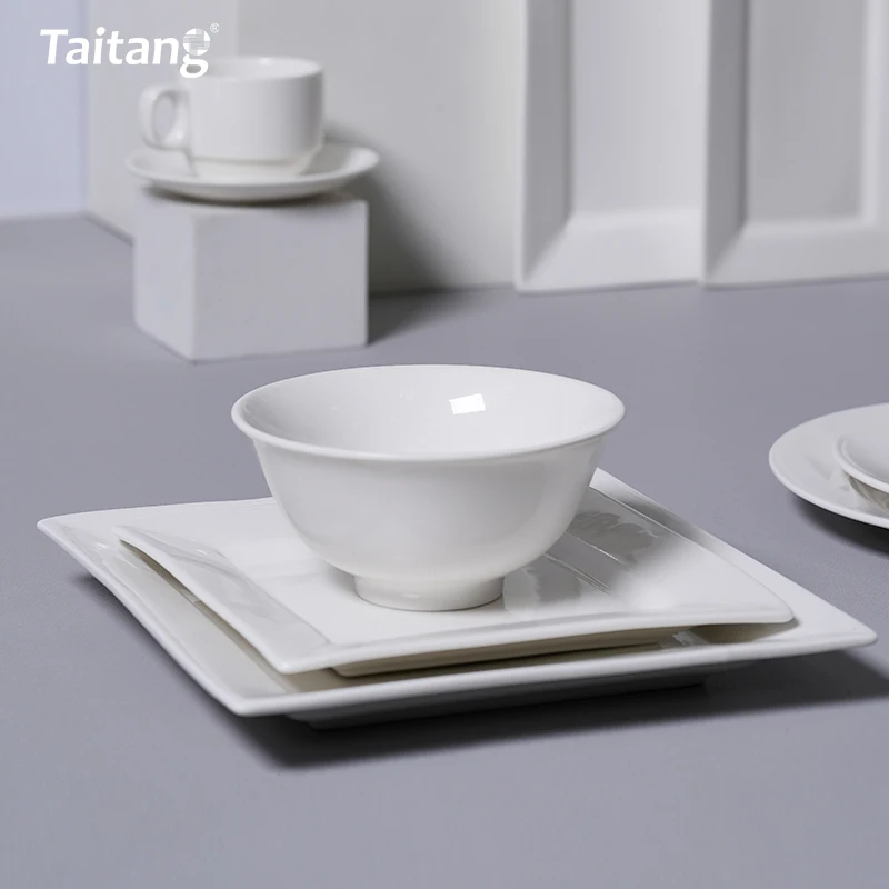 Wholesale Luxury Hotel Restaurant Collection Bone China Dinnerware Set with Rim Design
