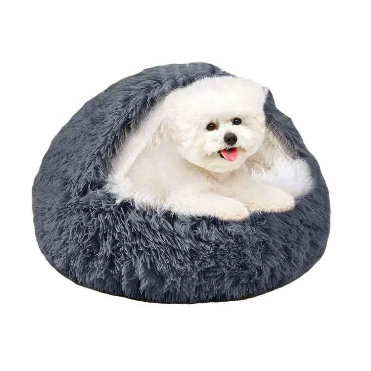 U-PETS моющаяся кровать для собак плюшевая и круглая с капюшоном кошка собака пещера Пончик Кровать домашних животных