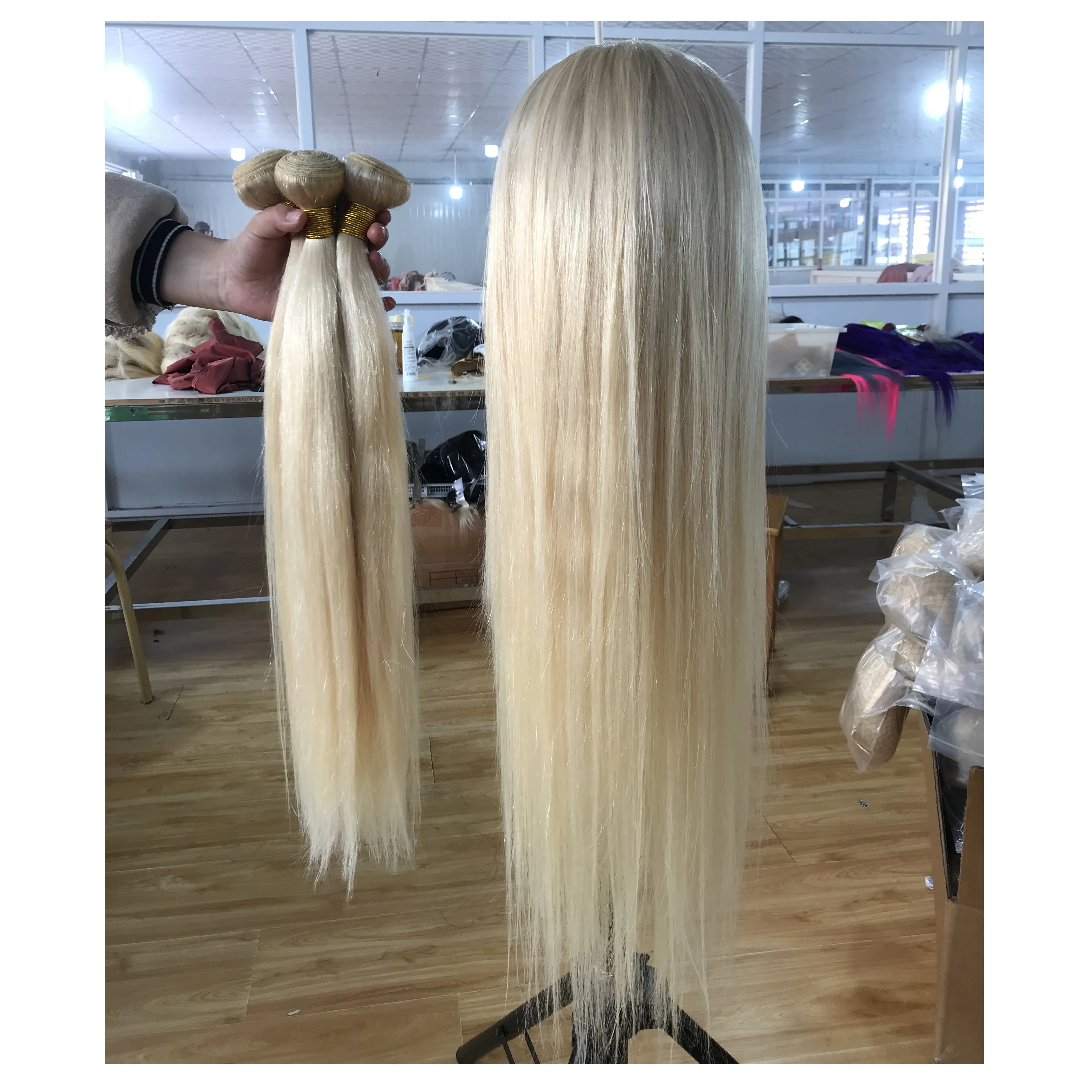 
Hot Selling 613 Blonde Color 8-28 Inch Unprocessed Mink 613 Human Hair Long Straight Human Hair Wigs 10A Grade Lace Front Wig 