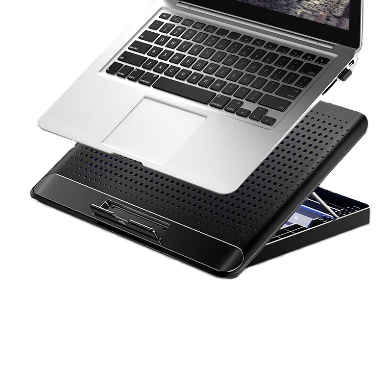Охлаждающая подставка для ноутбука с одним большим вентилятором для ноутбука, охладитель и аксессуары, Алюминиевые охлаждающие колодки для ноутбука 12 ~ 17 дюймов, ноутбук 2 USB порта