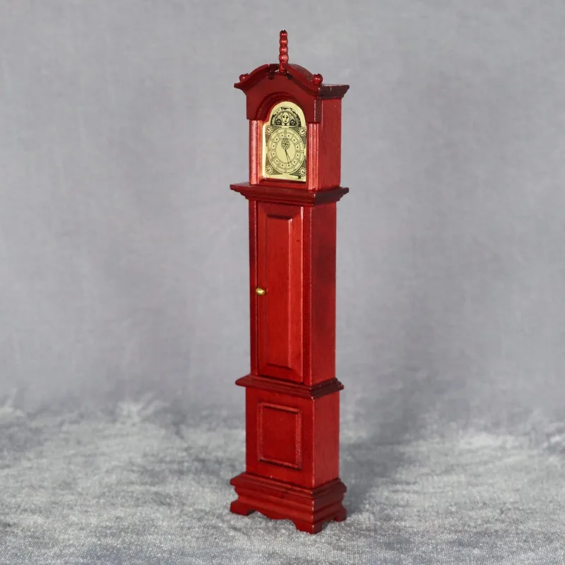 Doll House Floor Clock Miniature Grandfather Clock Dollhouse Wooden Vintage Clock for Living Room Furniture