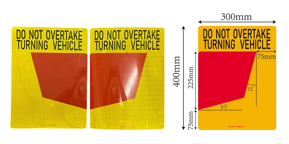 Reflective Australia Road Caravans Truck Symbol Reflective Do Not Overtake Turning Vehicle Sign Sticker