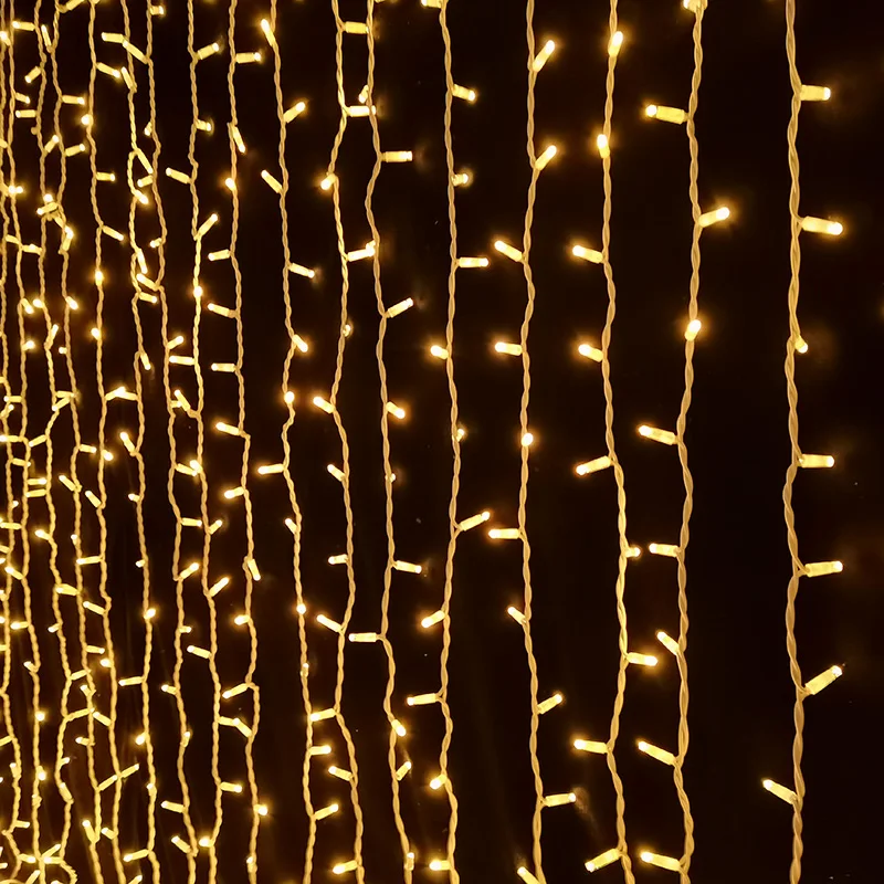 Ip44 Waterproof connectable white rubber cable LED curtain light string Festive Christmas wall decoration Lights