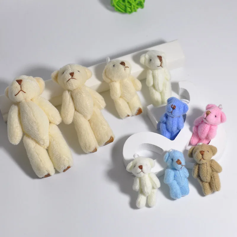 hot selling 4CM cute plush joint teddy bear stuffed toy small stuffed joint teddy bear plush toy for keychain pendant
