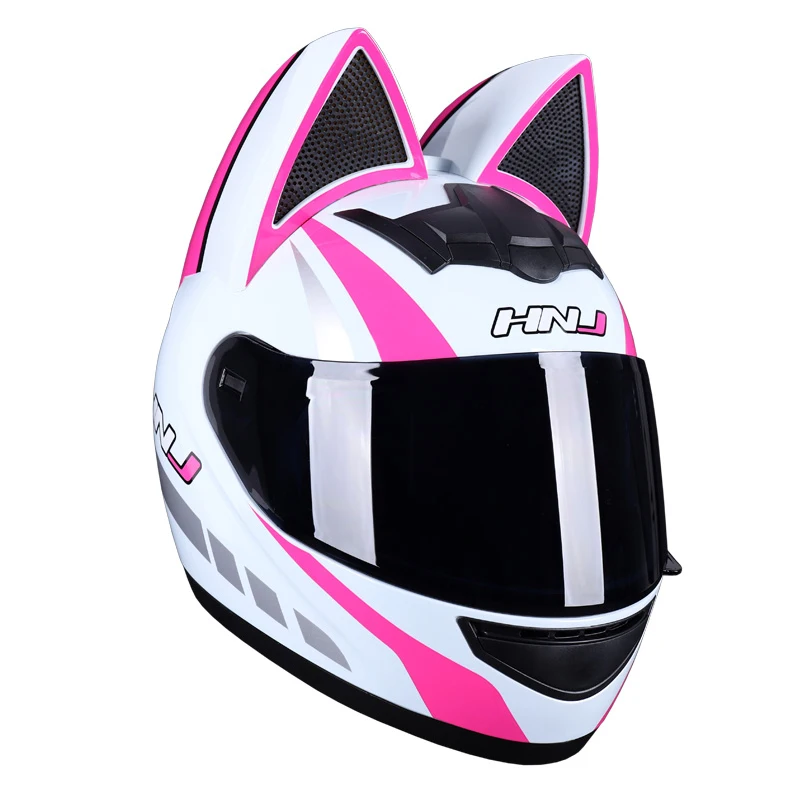 ABS Motorcycle Helmet Cat ear women full face Helmet off road Casco Moto Helmet Custom Goggles Lens