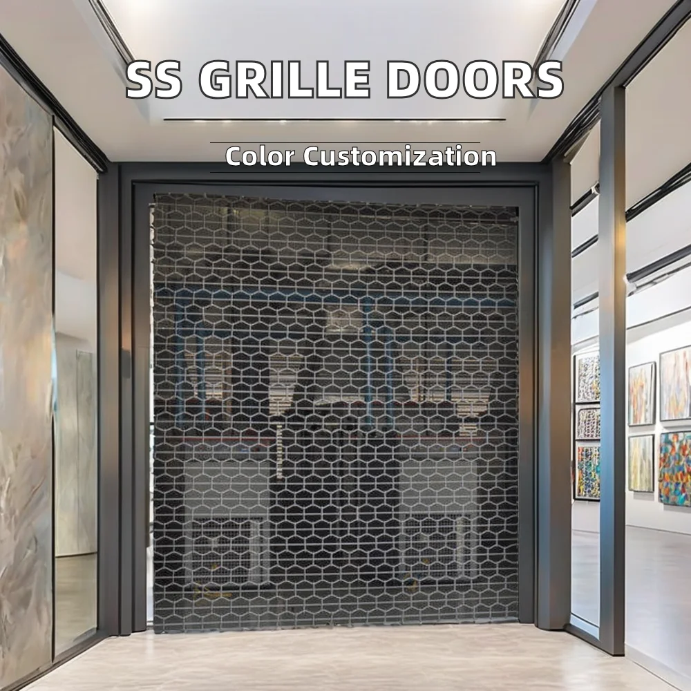 Commercial Automatic Sliding Steel Metal Grills 304SS Stainless Steel Roll Shutter Door Exterior Security Shop Front Rolling