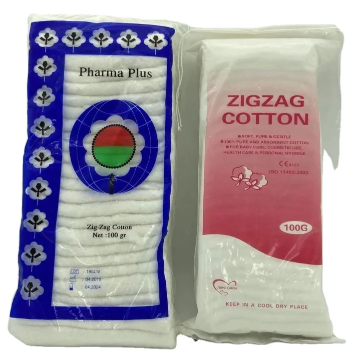 100% натуральный чистый хлопок зигзаг, вата хлопка для медицинского использования