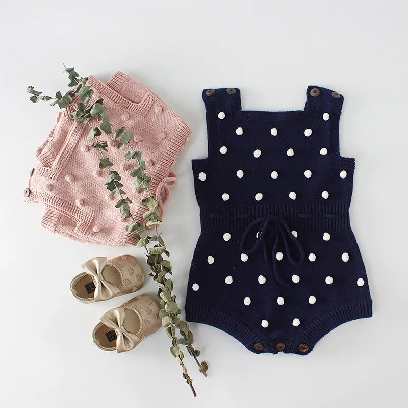 Ins Baby Rompers Manual Ball Hitting Scene Knitting Wool Conjoined Clothing Bag Fart Climb Clothes Girl Sweaters