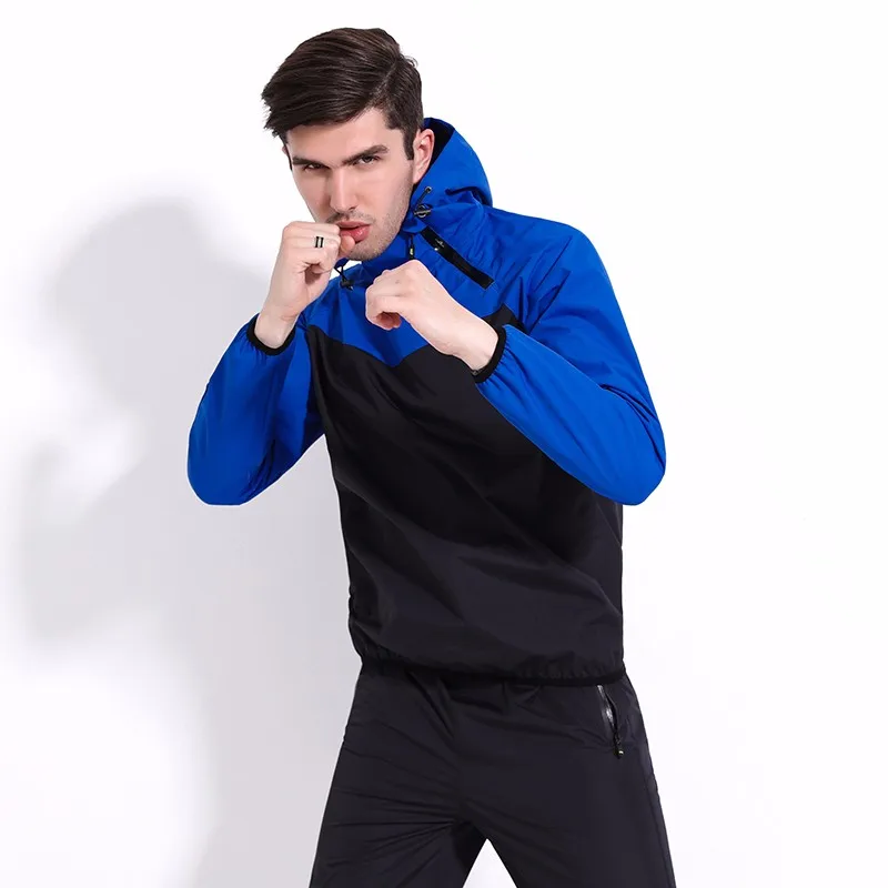 
Durable Gym Fitness Long Sleeve Waterproof Windproof Design Custom Men Sauna Suit Jacket + Sweatpants Weight Loss Sweat Suits 
