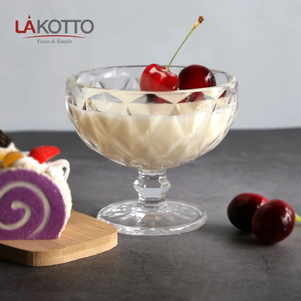 
Cheap Price 335ml Clear High Quality Soda Lime Glass Ice Cream Cup For Home 