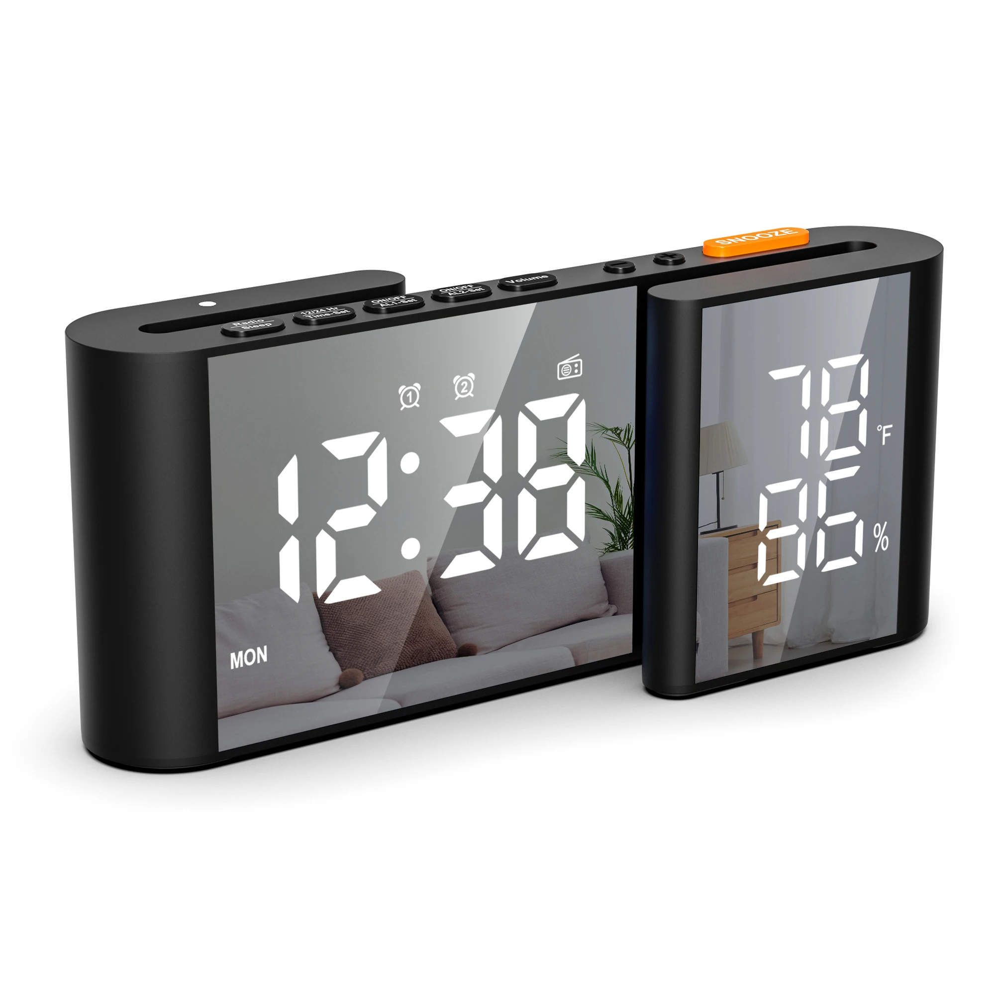 2024 Newest Launched Large LCD Screen Digital Table Wall Alarm Clock with USB Charging Station
