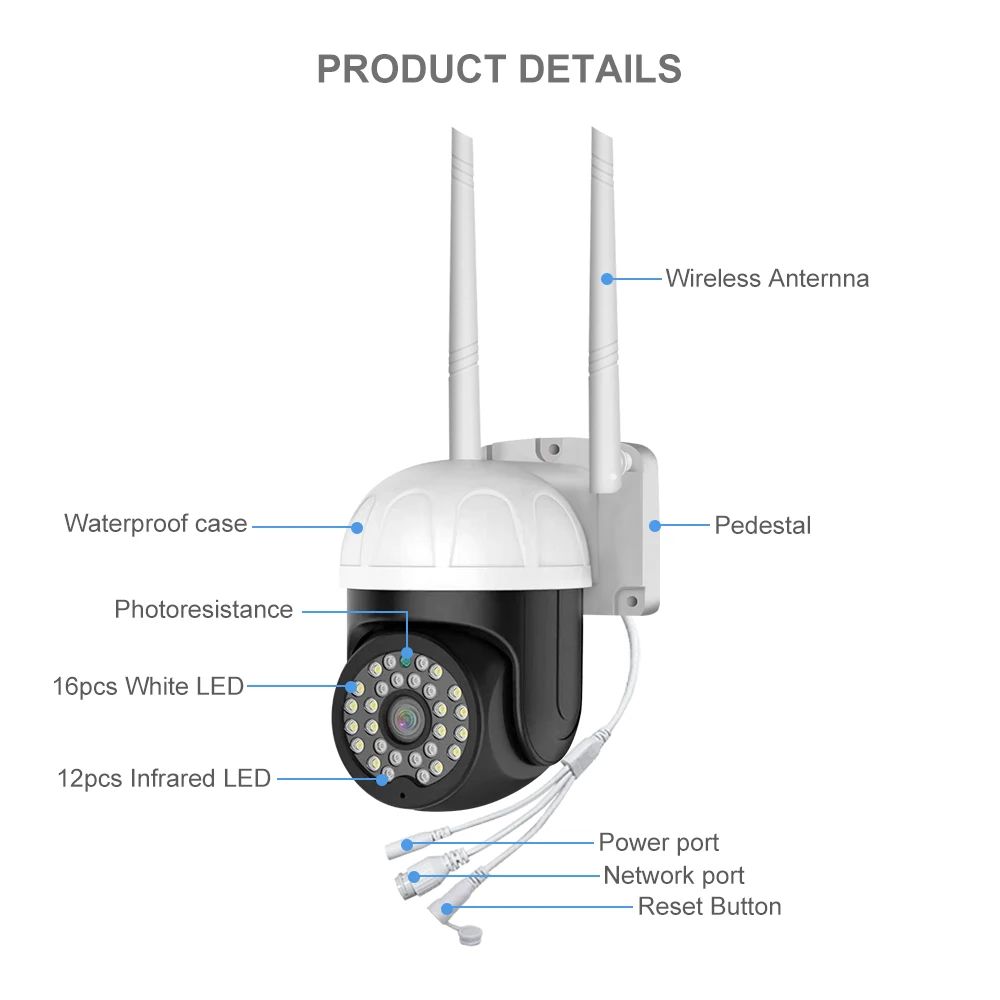 2mp Wifi Surveillance Ptz Camera Icsee Camera P2p Icsee Remote View Wireless Ip Security Camera