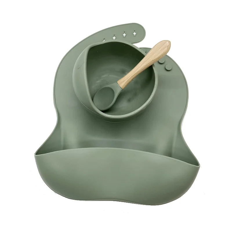 RAYBIN custom Children feeding tableware set silicone kids dining silicone baby feeding bib