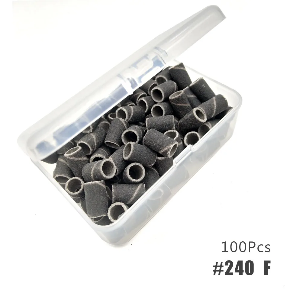 
#80 #150 #240 100Pcs/Box Black Sanding Bands Without Mandrel For Nail Drill Nail Care Polishing Manicure Tools 
