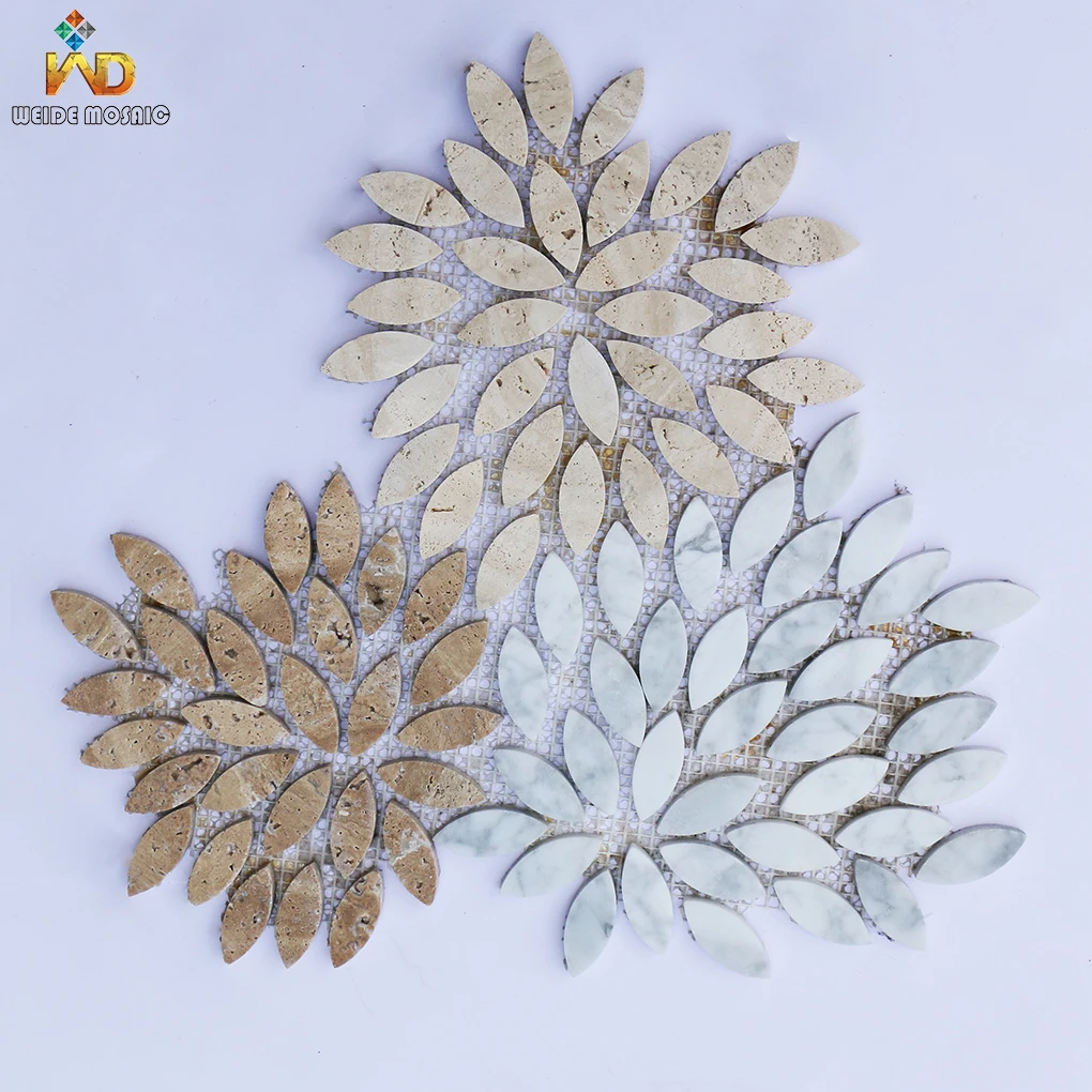 Flower Marble Mosaic Tile For Floor Modern Style Decoration Carrara White Travertine Stone Mosaic Tiles