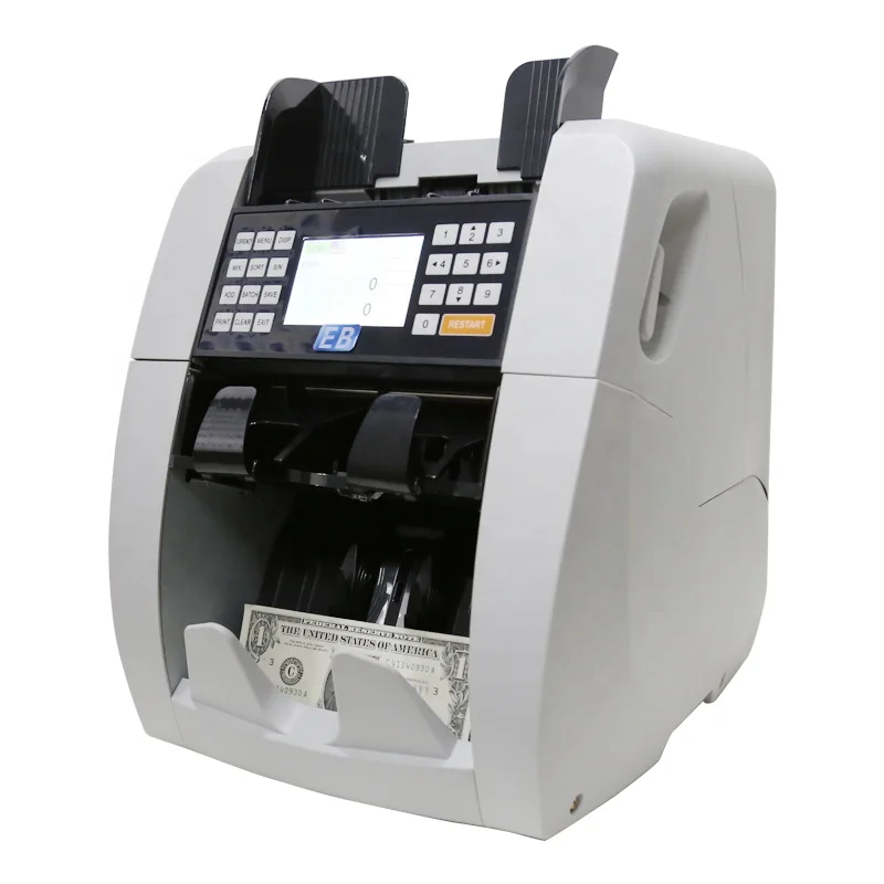 BS-8800-3 1+1pocket cash bill Counter and sorter USD INR EURO Value Mix Banknote Sorting machine money Detector
