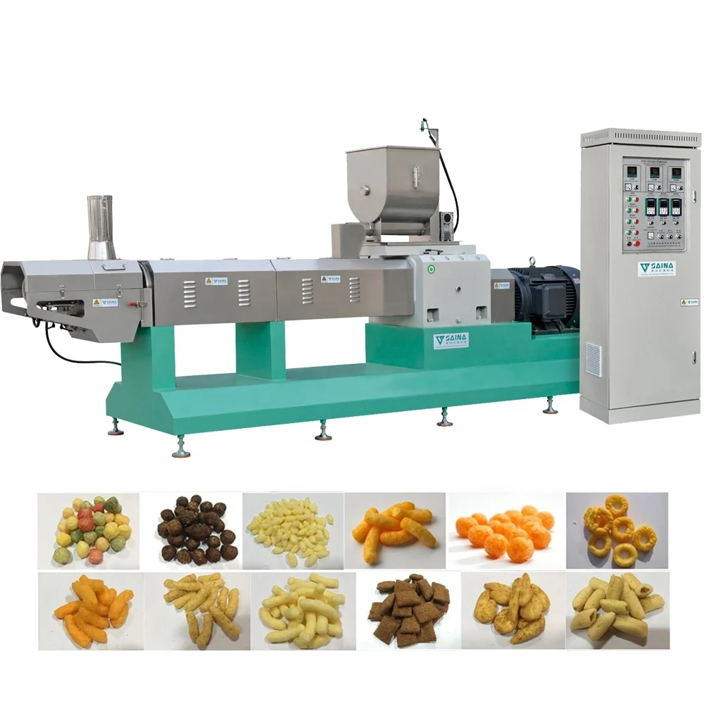 2021 Extrusora Snaks Hot Sale Corn Chips Snack Machinery Puff Corn Snack Extruder Machine For India
