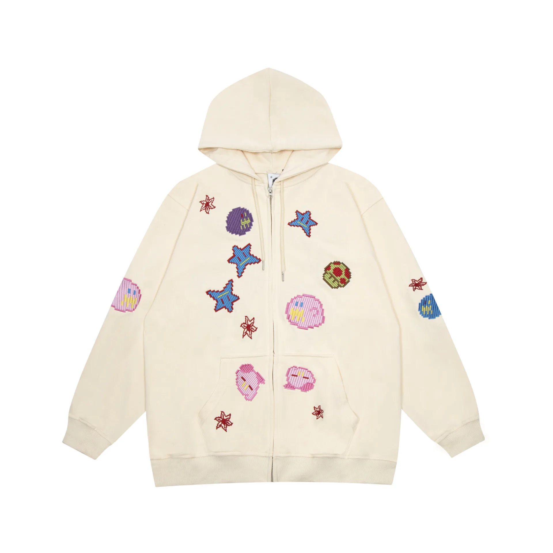 Custom OEM Graffiti Printing Hoodie Y2K Loose Men Zipper Up Top Digital Printed Harajuku Korean Oversized Sweatshirts