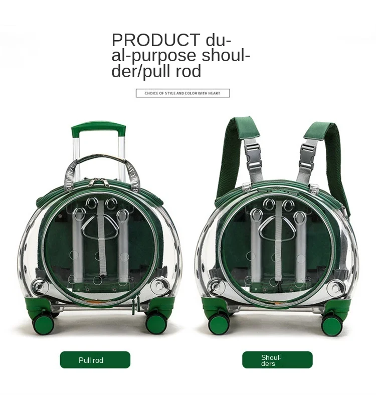 Fashion outdoor large capacity transport Breathable Double-Shoulder Pet Trolley Case dual-use Dog bag