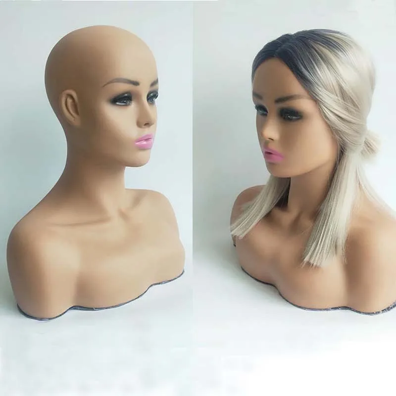
Cheap Wig Stand Realistic Half Body PVC Mannequin Head With Double Shoulder For Fashions Mannequin Display 