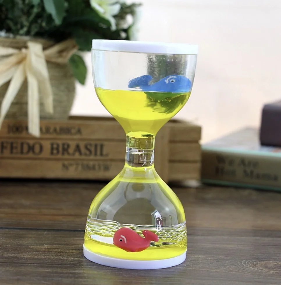 Oil spill hourglass handicraft ornament with animal toy gift