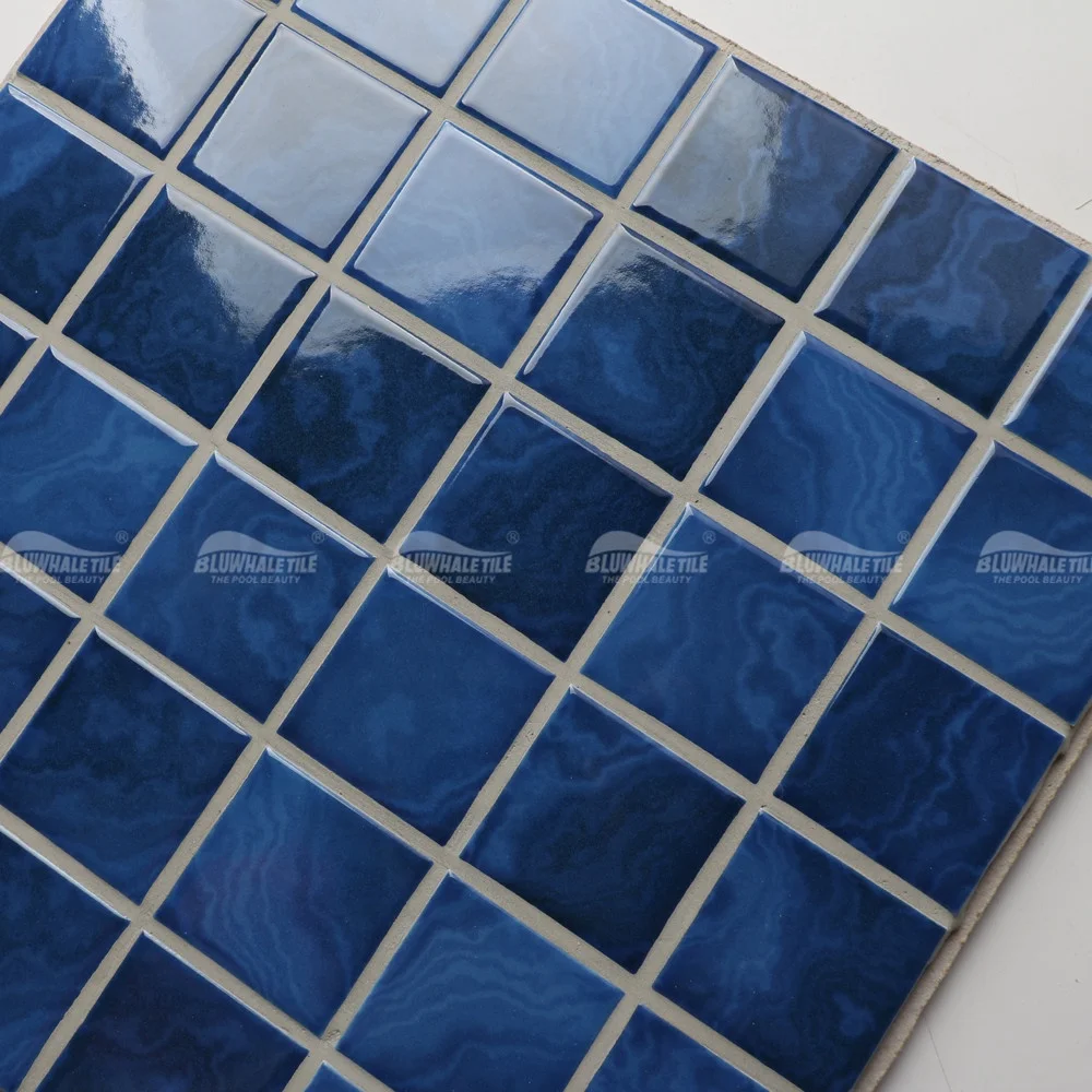 Bluwhale Foshan Factory Wholesale Pool Mosaic Price Inkjet Glossy Glazed Ceramic Swimming Pool Tile Mosaic