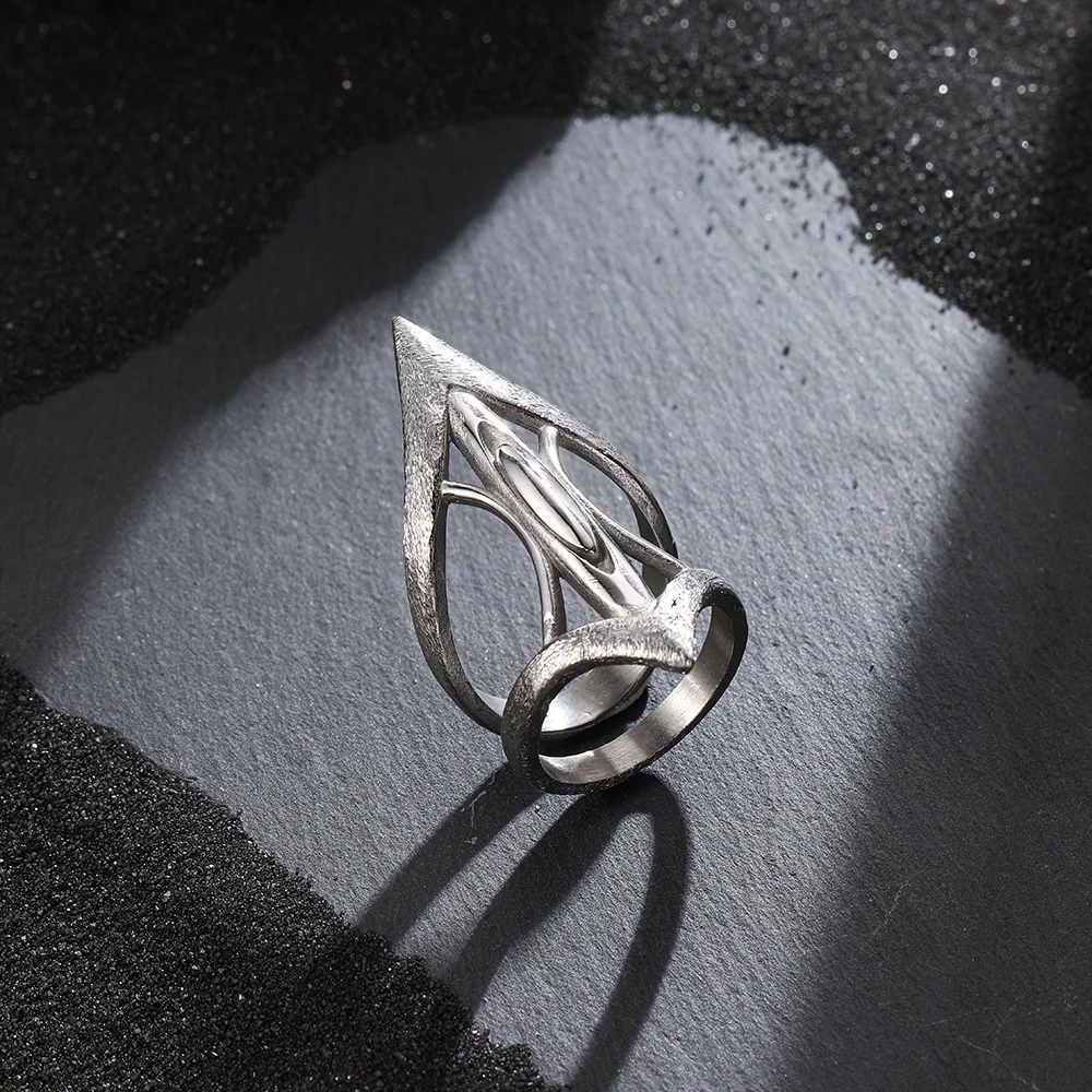 VAF WOW!!! Newest Design Alien Hollow Frosted Ring Spiked Stainless Steel Unisex Hip Hop Men Women Rings