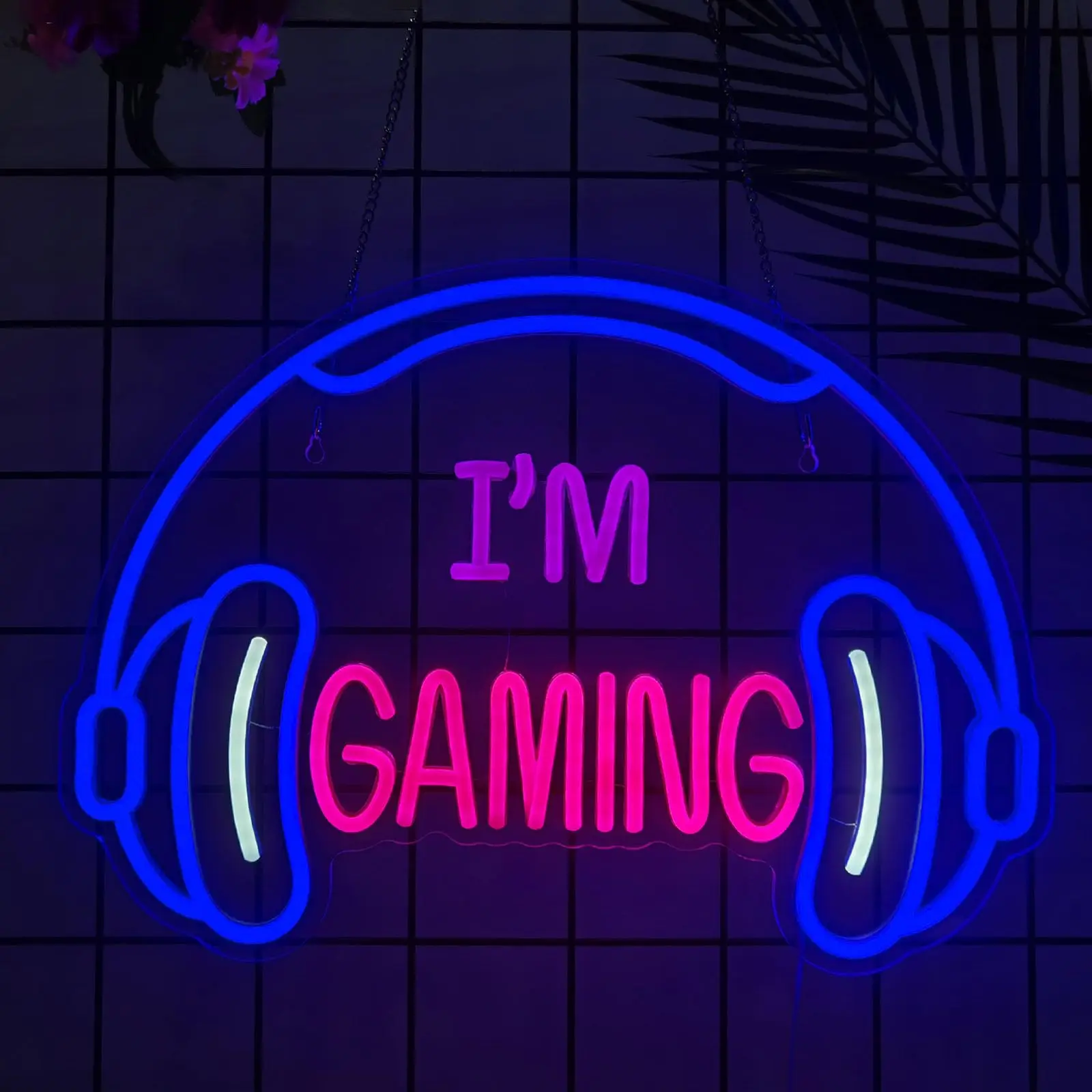 Gaming Headset Neon Sign Dimmable Colorful LED Game Headphone Neon Lights for Gamer Zone Video Teen Room Bedroom Wall Art Decor
