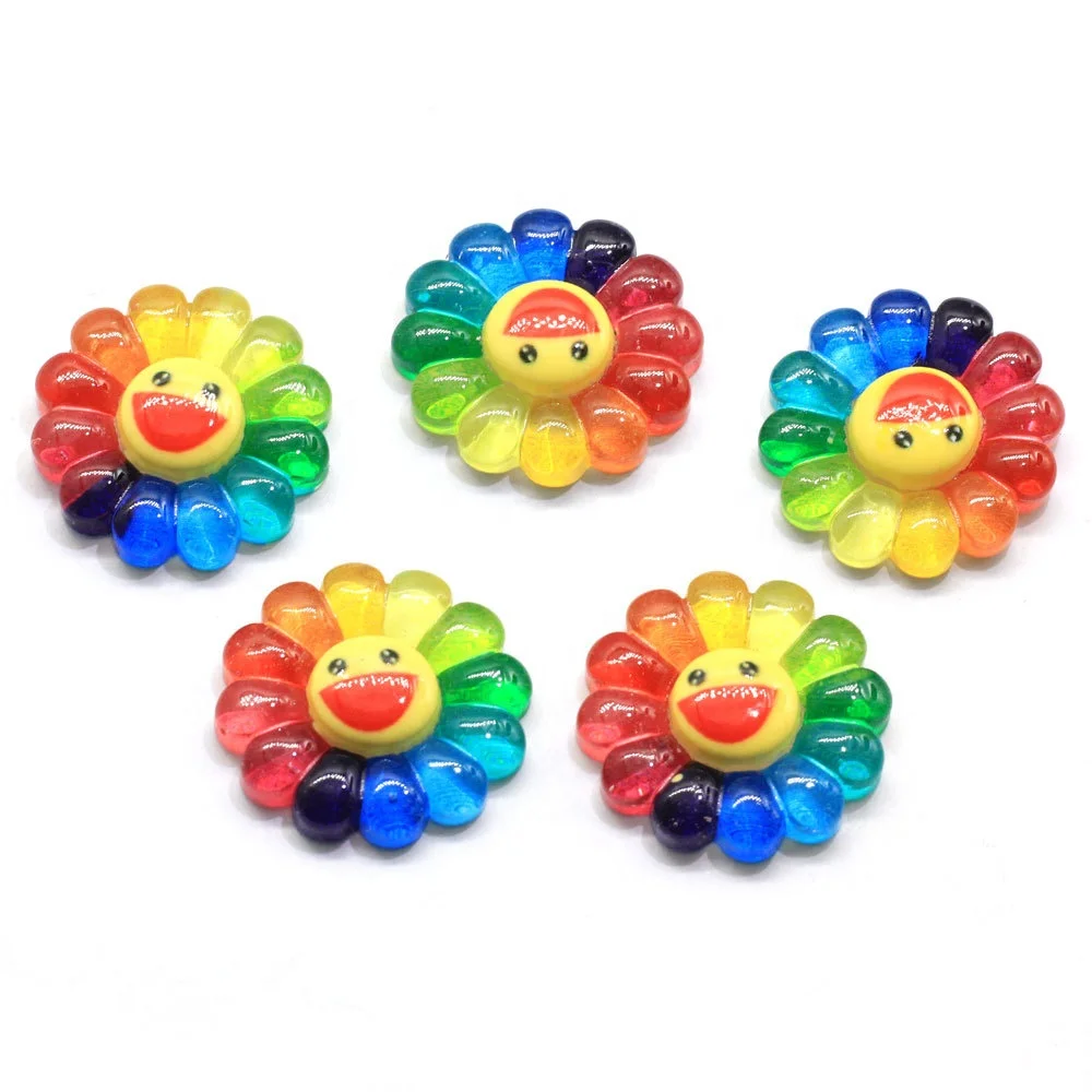 3D Nail Art Charms Mixed Colors Cartoon Smiling Sunflower Resin Assorted  Kawaii Kitty Nail 3d Charms