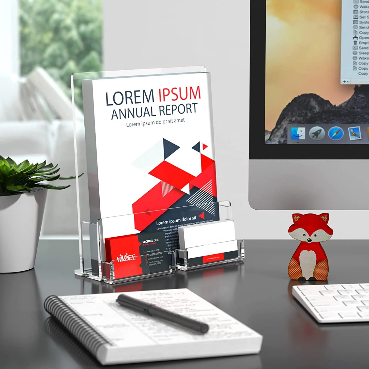 2 Pack 8.5*11 Inches Business Card Holder Brochure Display Stand Plastic Leaflets for Magazines Brochures Menus Journals