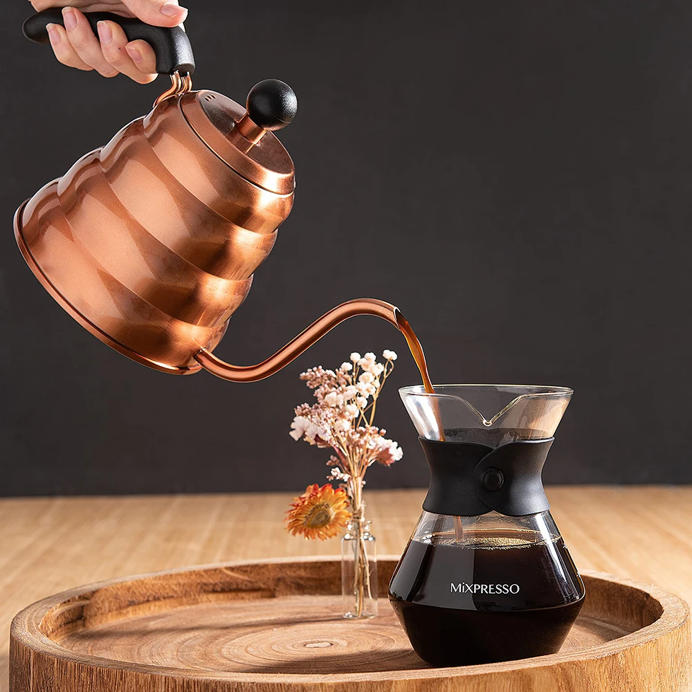 Wholesale 1.2L Stainless Steel Gold Color Coating Gooseneck Coffee Pot Pour Over Coffee Kettle