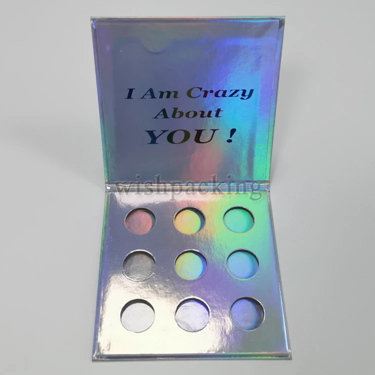 Sleeve Luxury Customized Magnet Hologram Paper Cardboard Folding Circle Pan Box Makeup Glitter Cream Blush Eyeshadow Palette