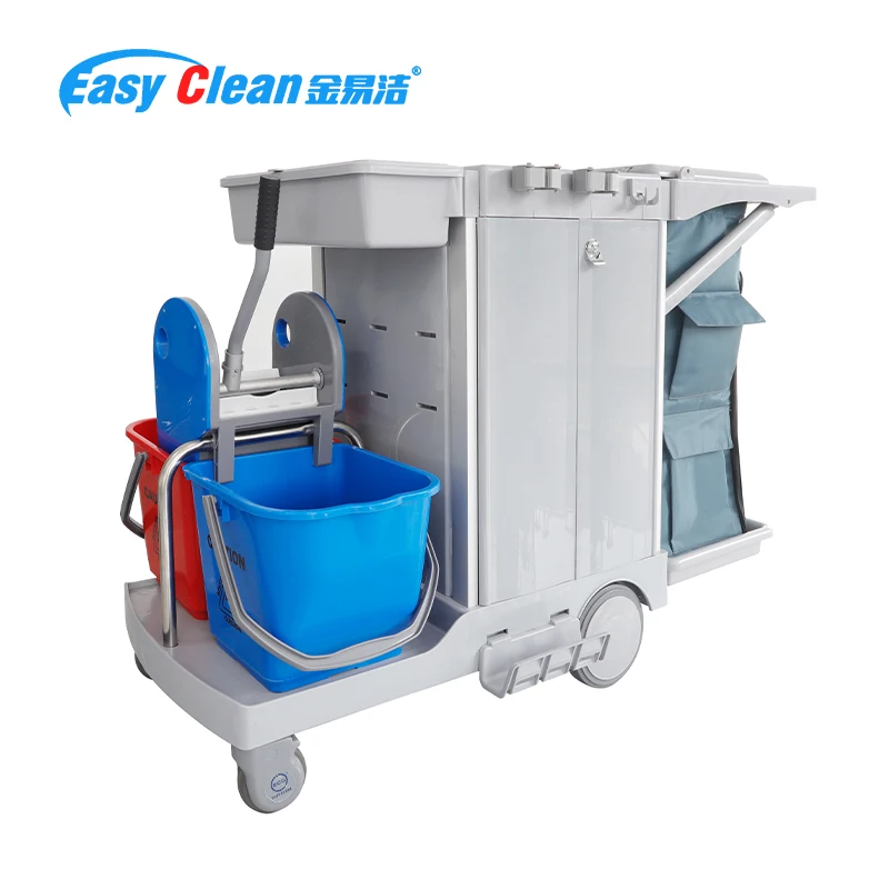 ECG Patent Design No-Dirty Water Stack-on Bucket Trolley Spray Flat Mopping Cleaning Bucket Trolley