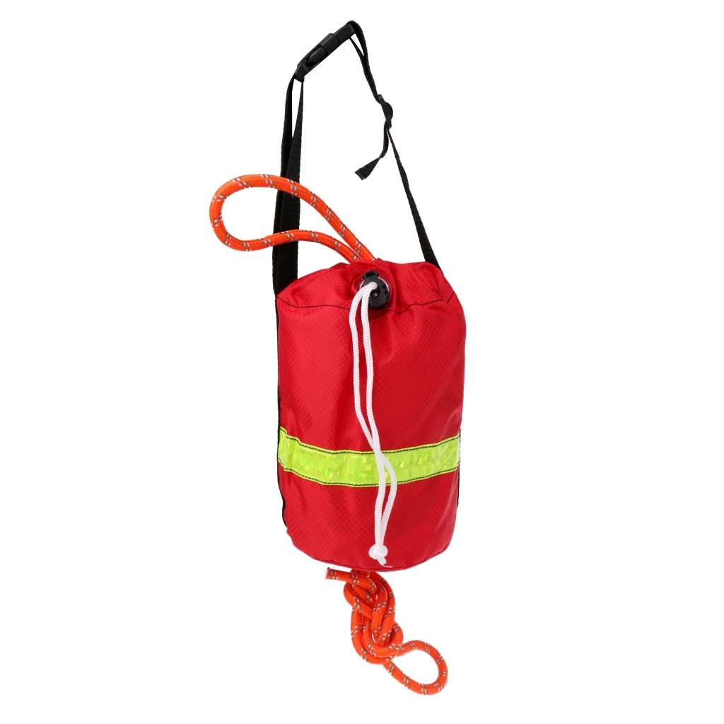 NiuFuRui 20m 8mm Safety Reflective Strap Red Buoyant 10 metre rescue water throw rope bag