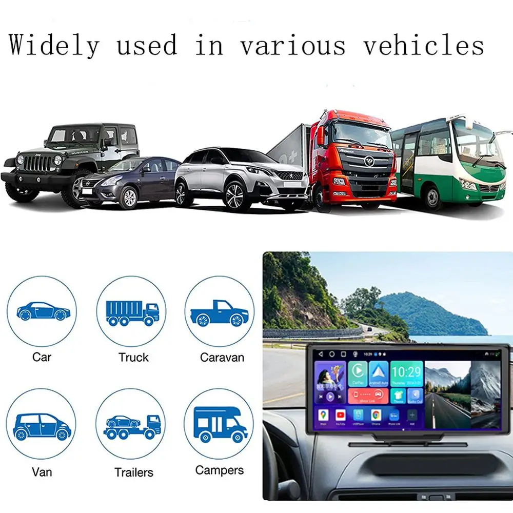 High Quality 10.26 Inch Wireless CarPlay Android 13 Auto Car DVR GPS BT AUX FM Rearview Mirror Video Recorder