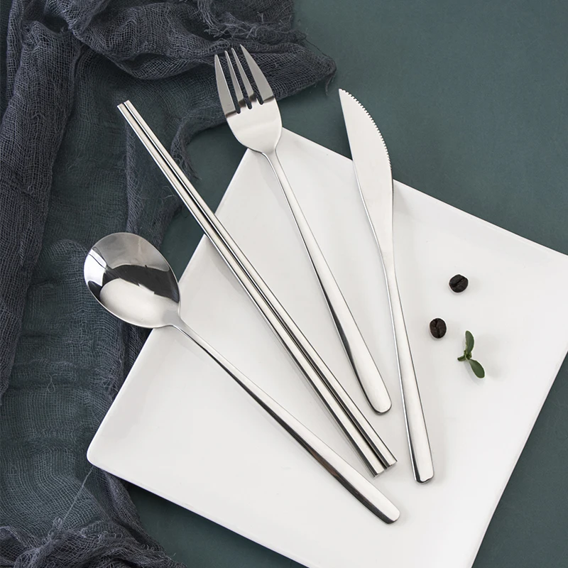 High quality 304 Stainless steel Korean chopstick and spoon set