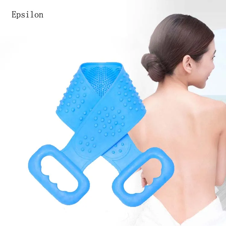 Epsilon Double-Sided Rubbing Silicone Brushes Bath Towels Back Massager Silicone Bath Towel Belt